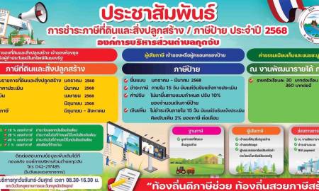 ประชาสัมพันธ์การชำระภาษีที่ดินและสิ่งปลูกสร้าง/ภาษีป้าย ประจำปี 2568